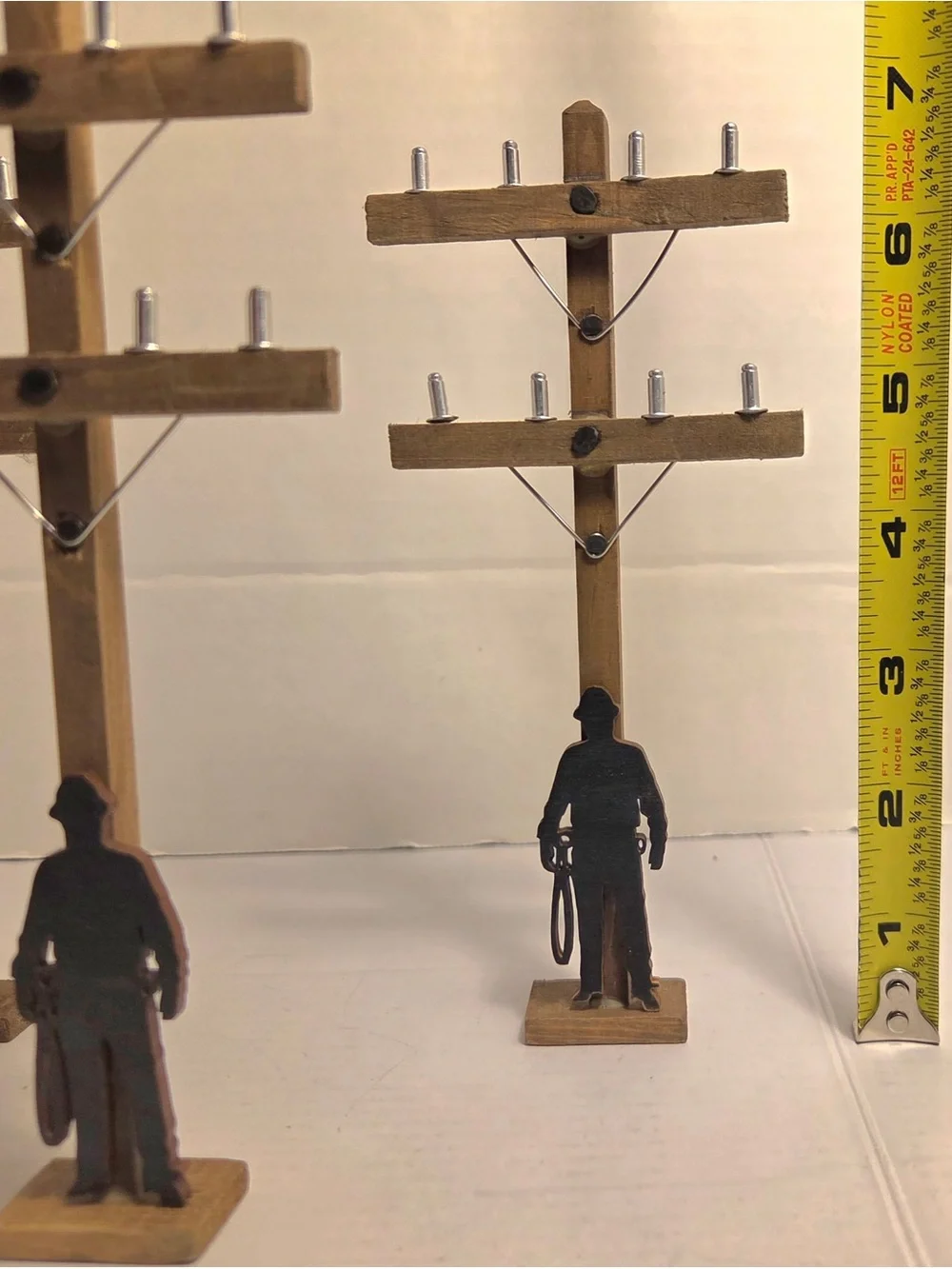 4 LINEMAN POLE & Silhouette Climber | cake decoration | 12” Miniature Decor